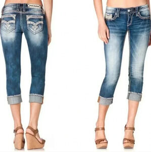 Rock Revival Dolly P2 Capri Embellished Crop Jeans Size 27 Women's